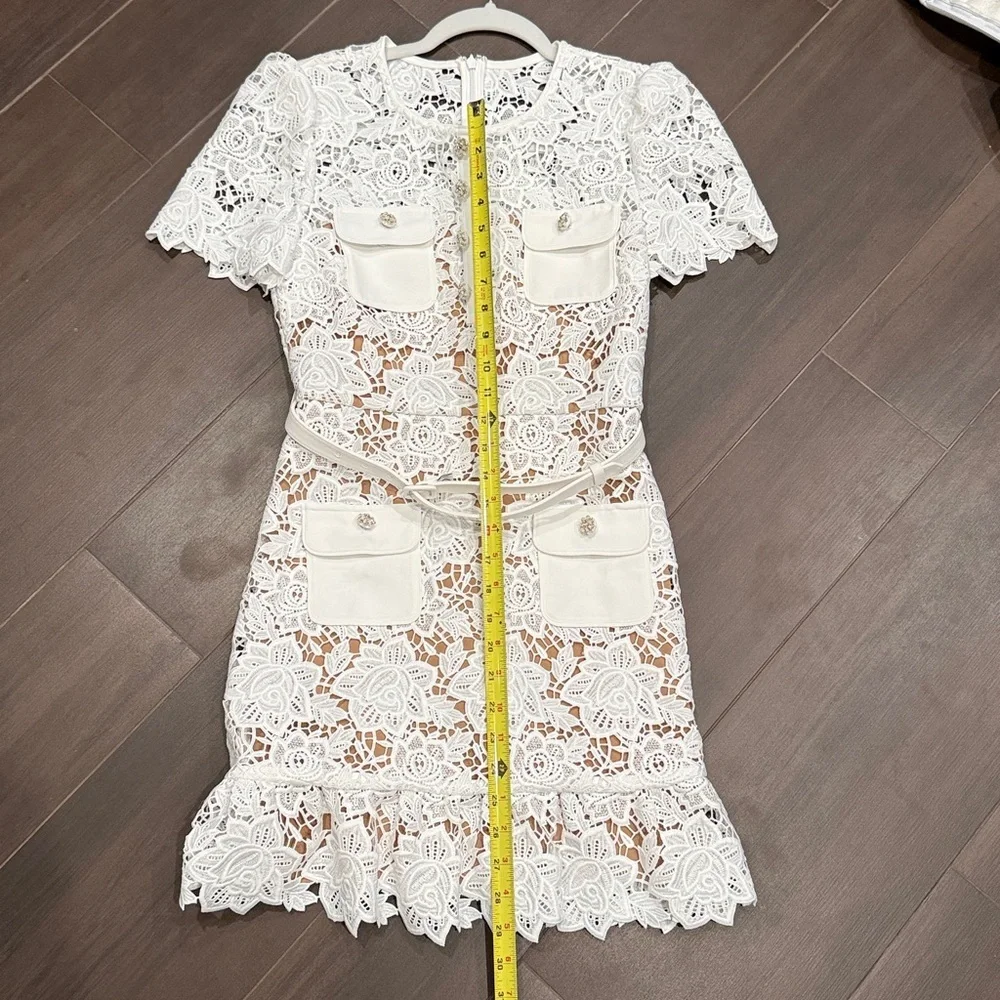 Self-Portrait White Lace Pocket Minidress - Picture 12 of 14